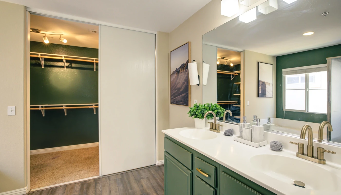 Bathroom with walk-in closet