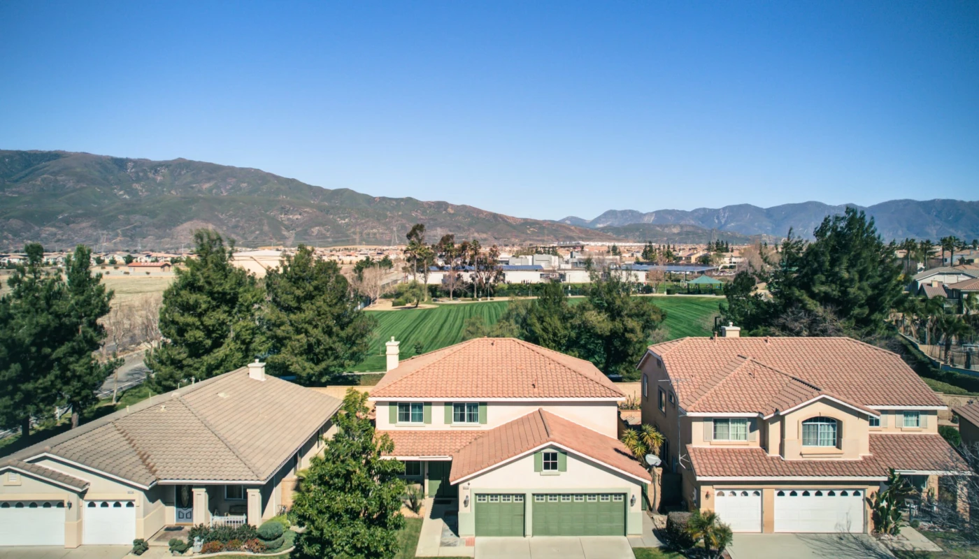 Aerial view — San Bernardino Mountains backdrop