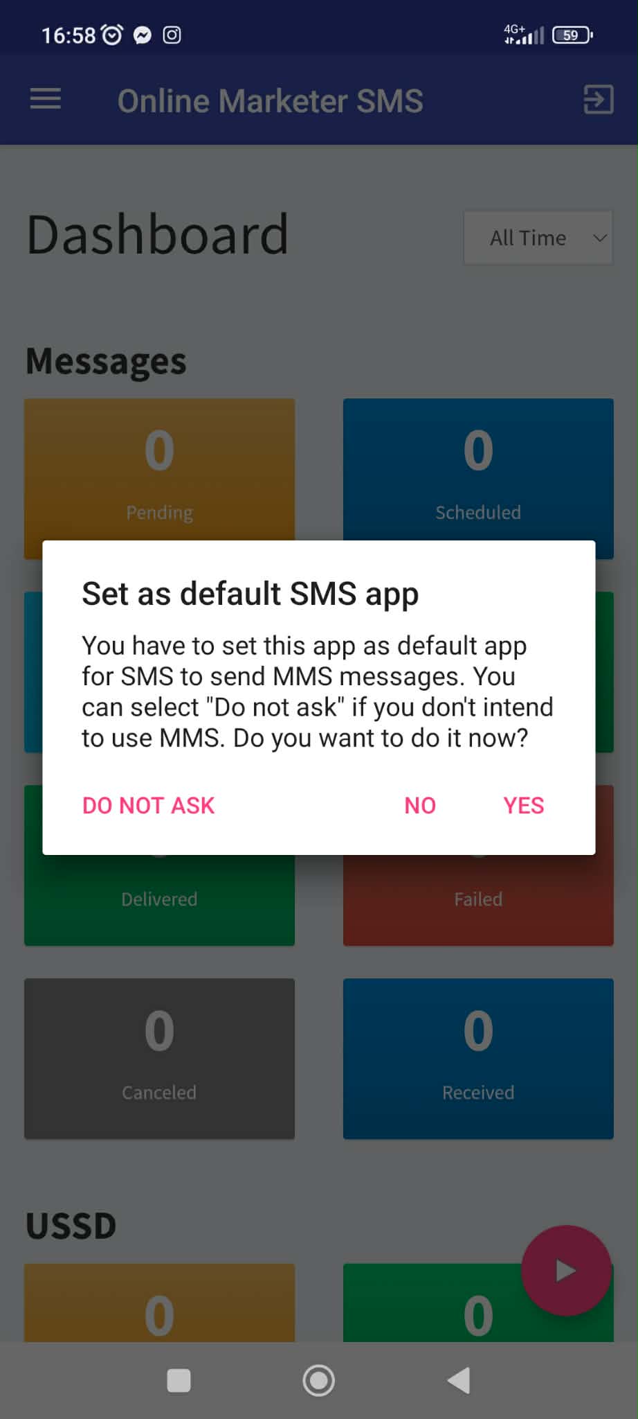 Set as default SMS app