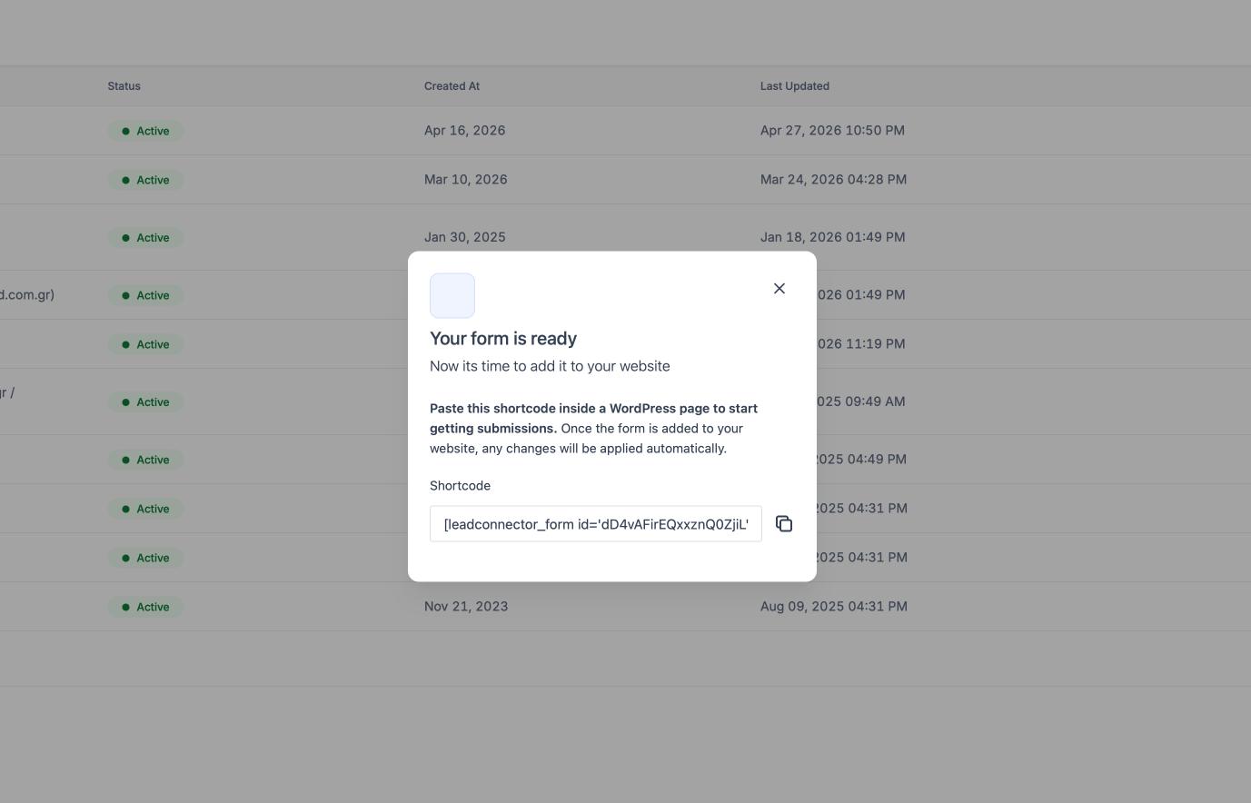 Shortcode Popup