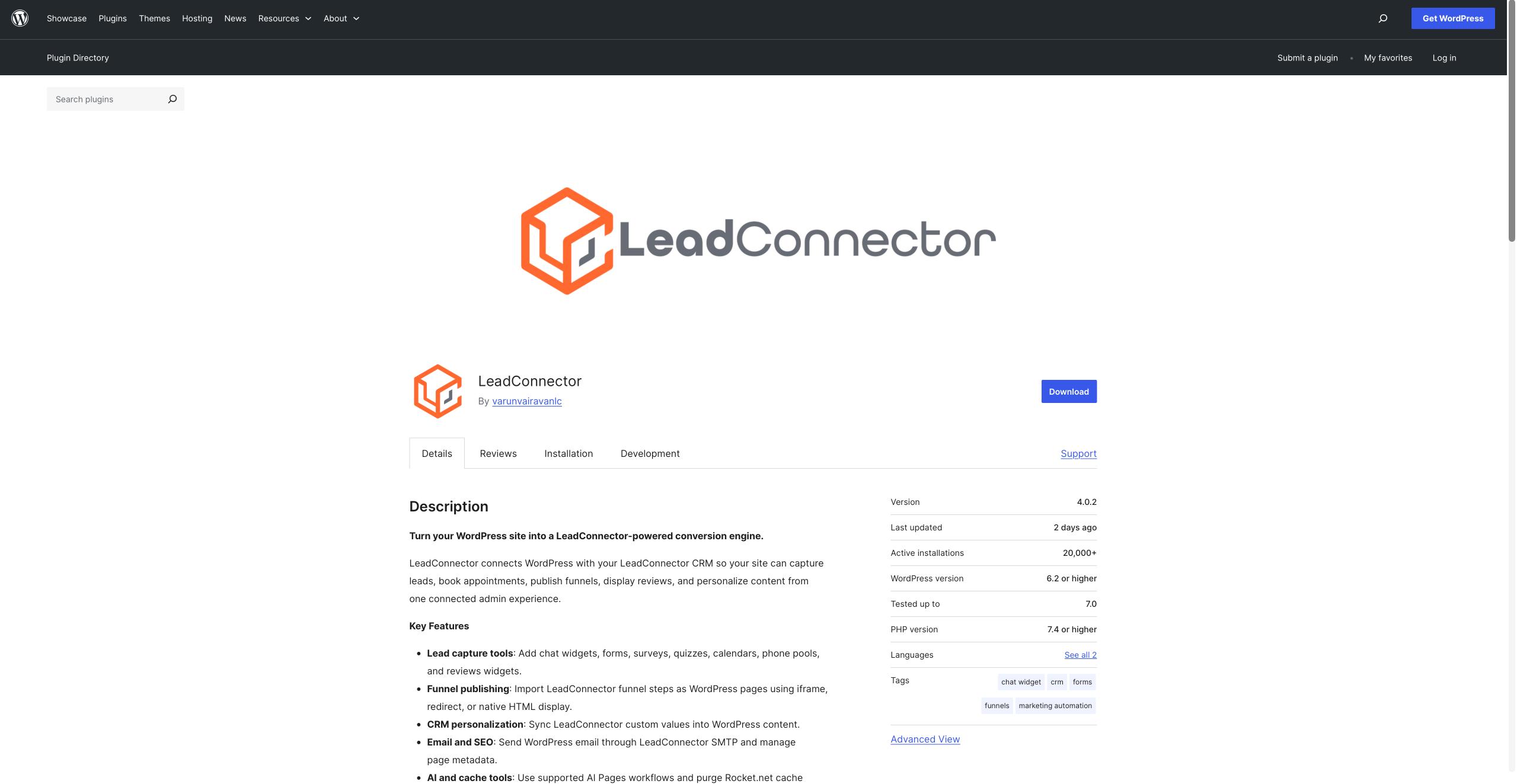 wordpress.org LeadConnector plugin