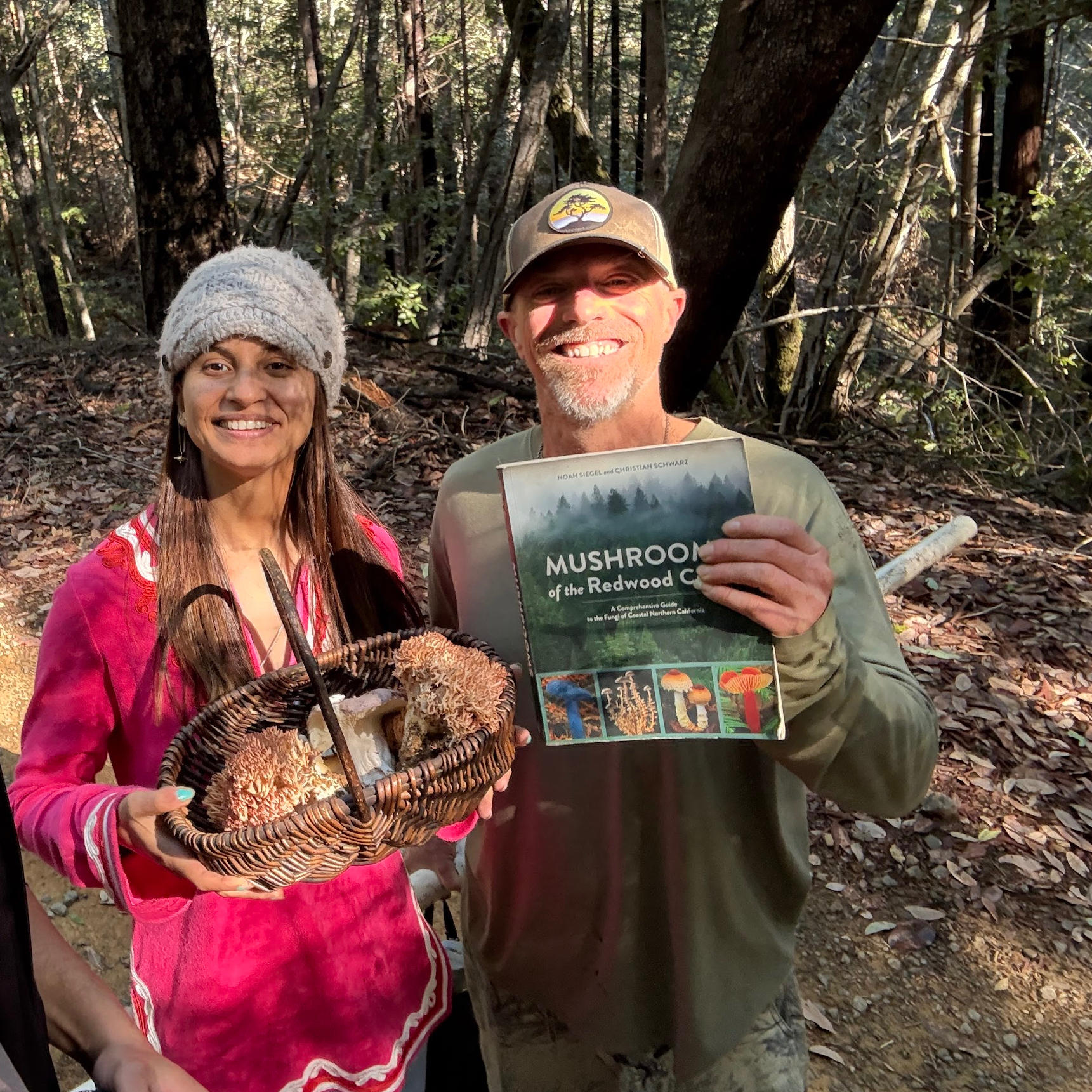 Man and Woman foraging for mushrooms