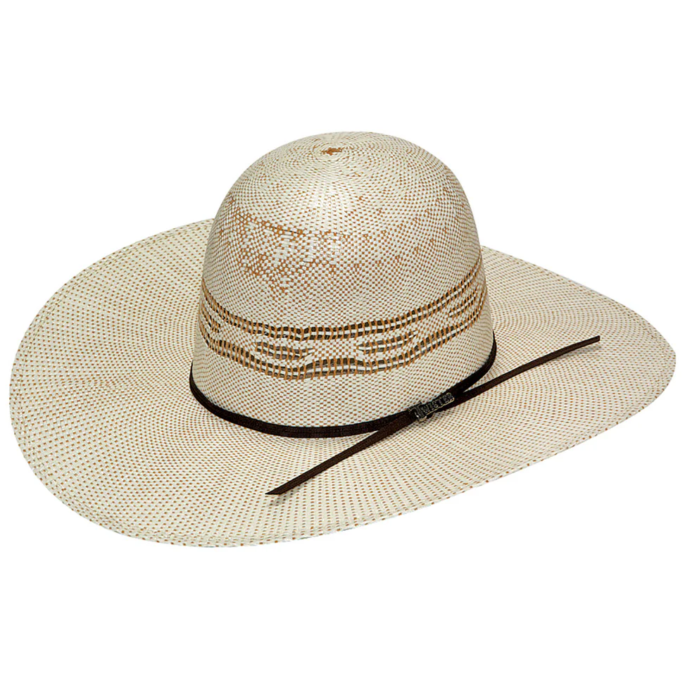 Twister tan Bangora straw open crown hat