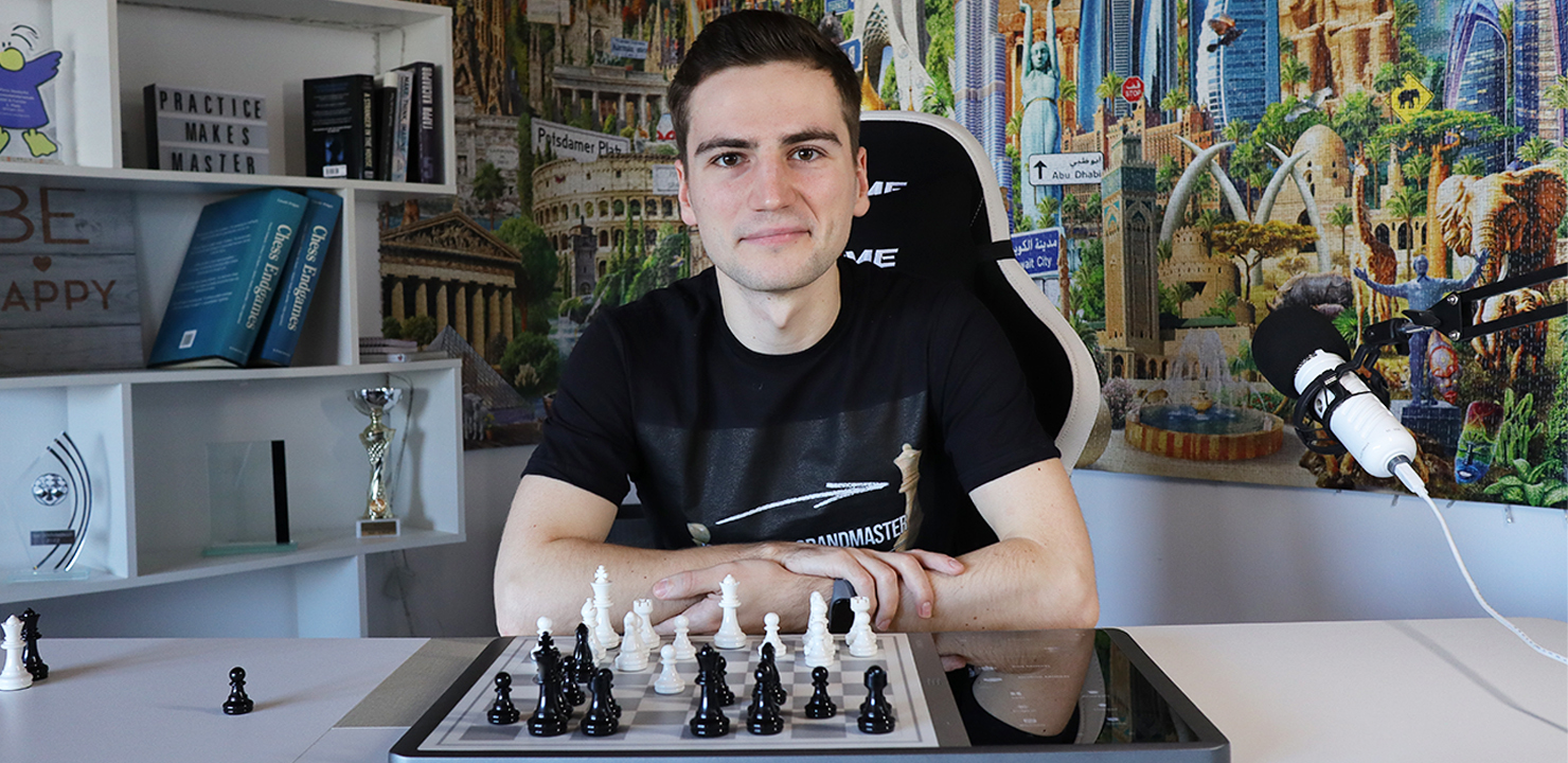 IM Yevhenii Yelisieiev at the chessboard