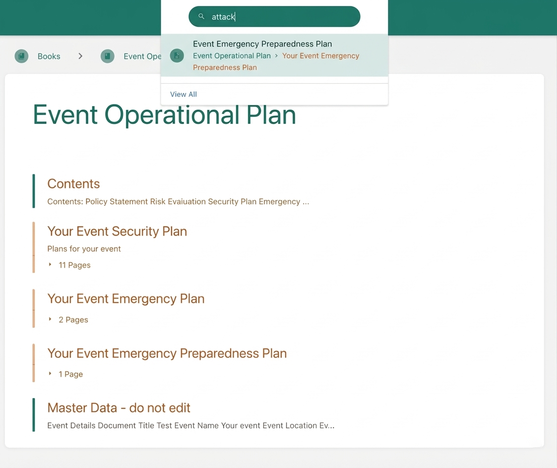 SafetyDocs dashboard showing organized event safety documents, templates, and quick access for streamlined compliance management.