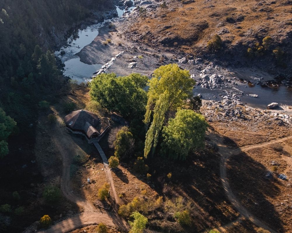 Vista aérea de Umepay, en las sierras de Córdoba