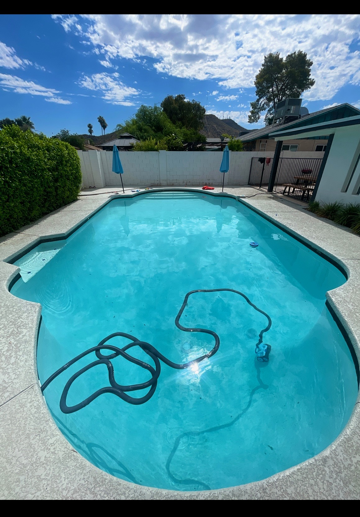 Pool restored to clear blue water after Drift Pool Co. Green-to-Clean service
