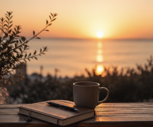 sunrise with early morning coffee