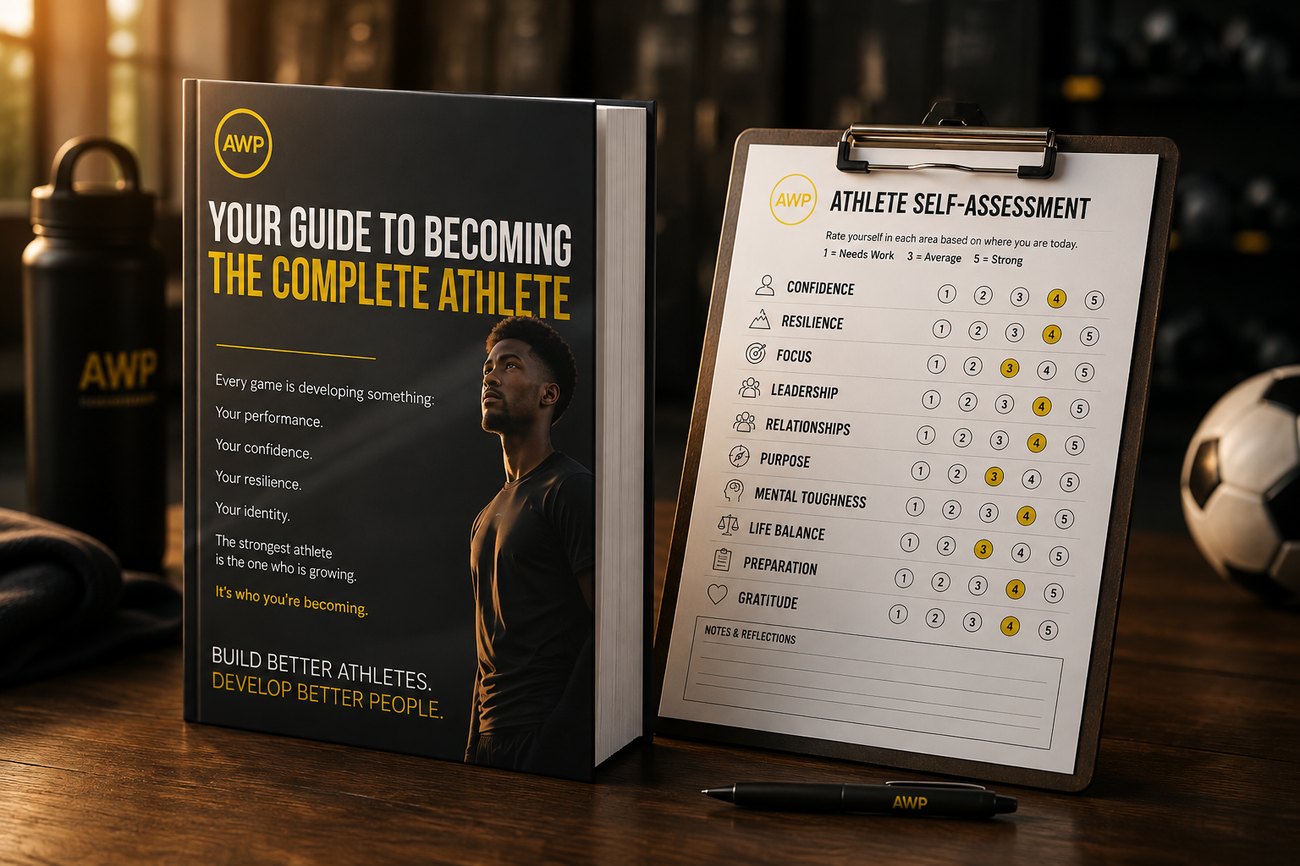 Your Guide to Becoming the Complete Athlete beside the printed Athlete Self-Assessment on a clipboard.