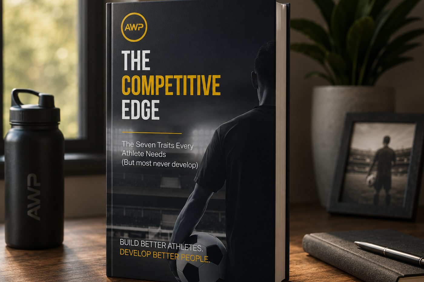 The Competitive Edge guide on a desk beside an After We Play bottle.