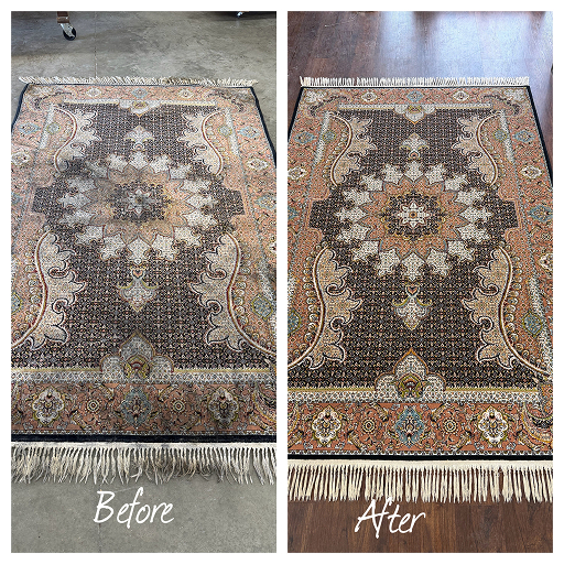Deep clean before and after, colors restored, patterns vibrant