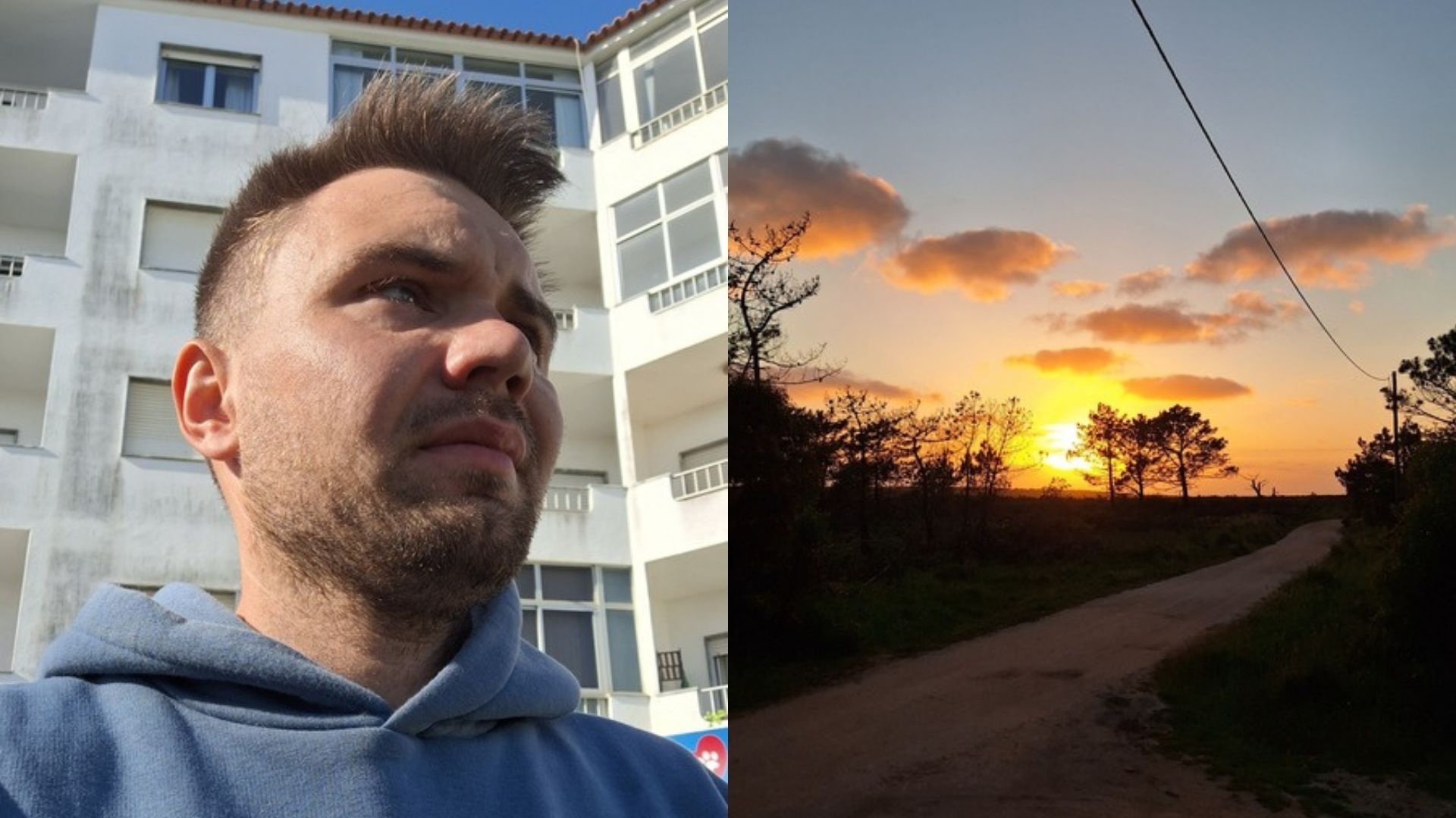 Chris während seiner Zeit bei Mayday Algarve in Portugal. Gedanken nach dem Abschied von Luna, einer Hündin aus dem Tierheim, und Sonnenuntergang über der Algarve.