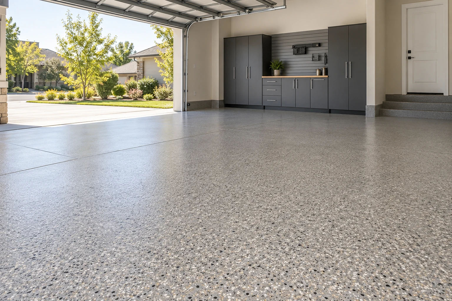 Illustrative warm gray flake finish