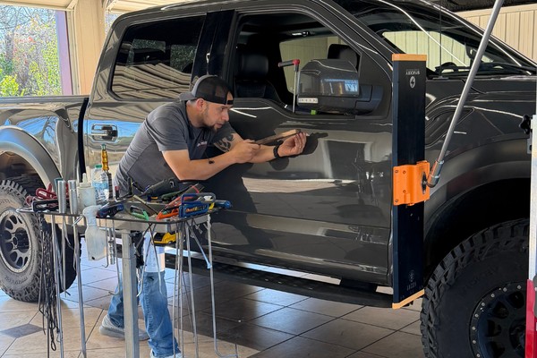 Paintless dent repair before and after vehicle panel