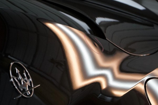 Paintless dent repair before and after vehicle panel