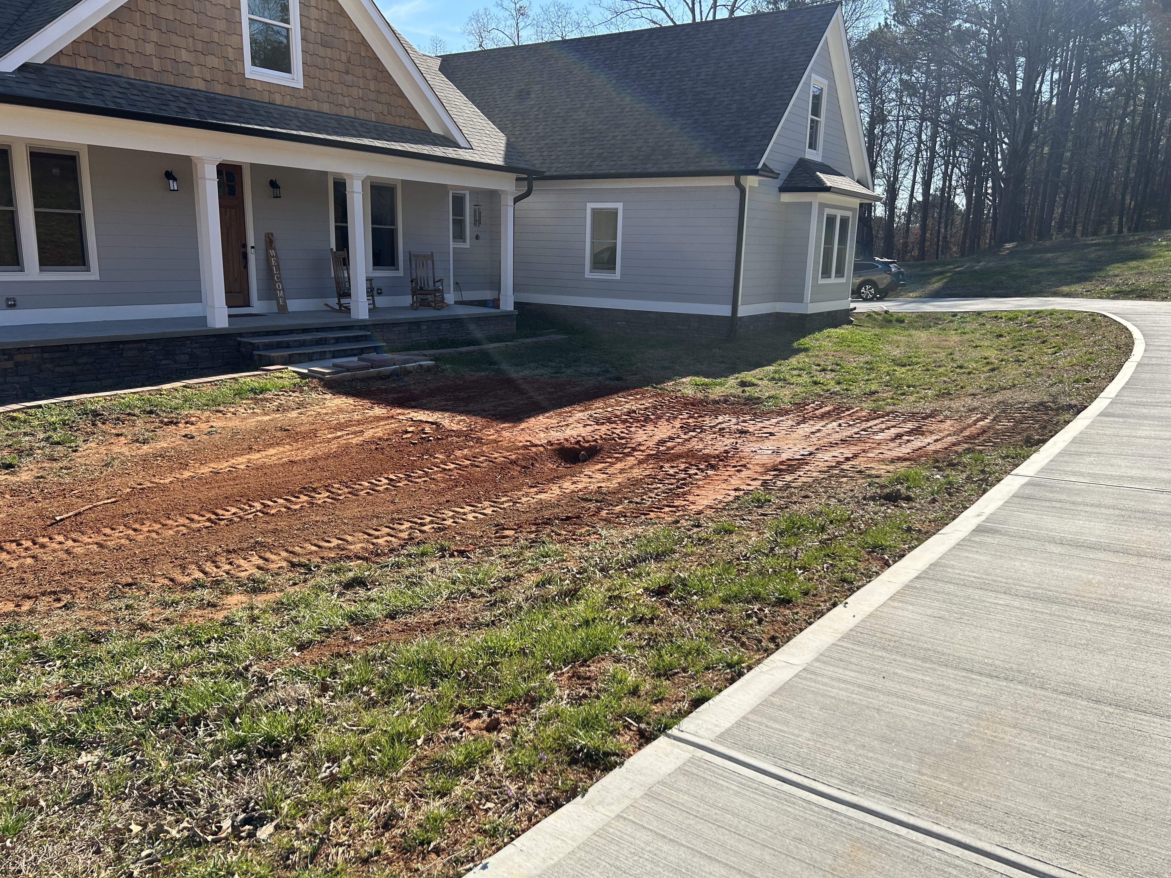 New home final grading front yard