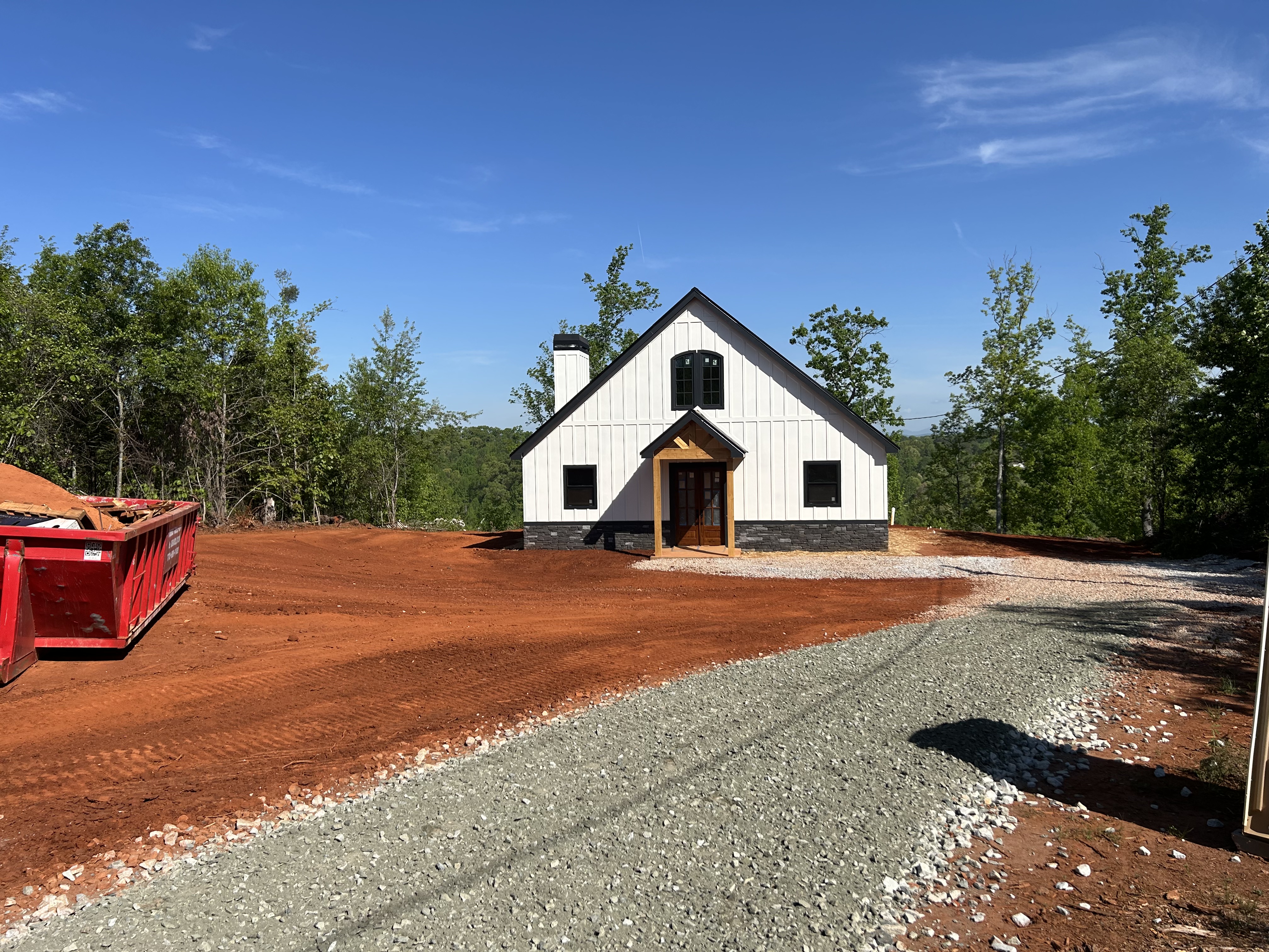 Finished new home with a fresh gravel driveway in Northeast Georgia