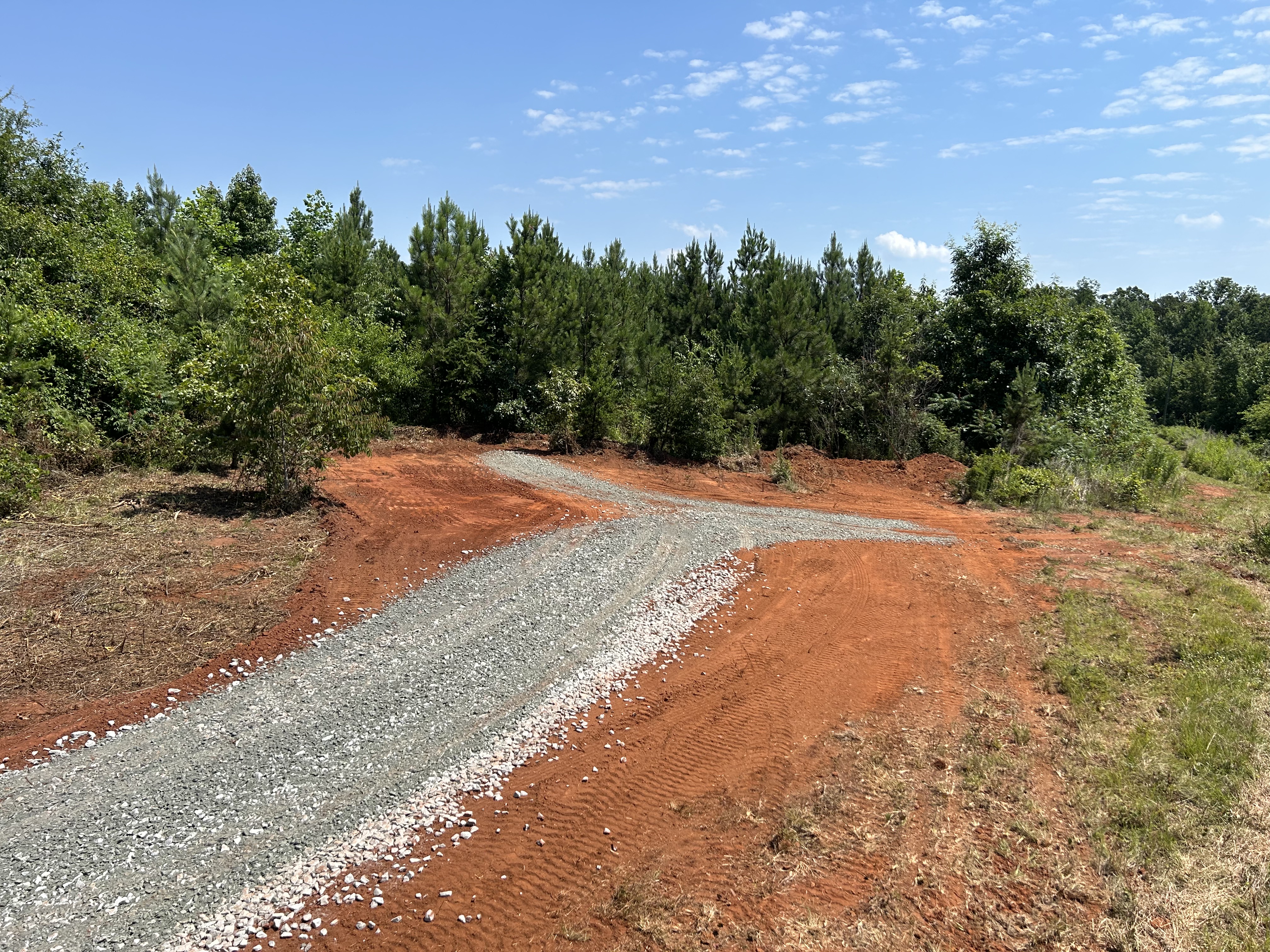 Repaired gravel driveway with fresh stone