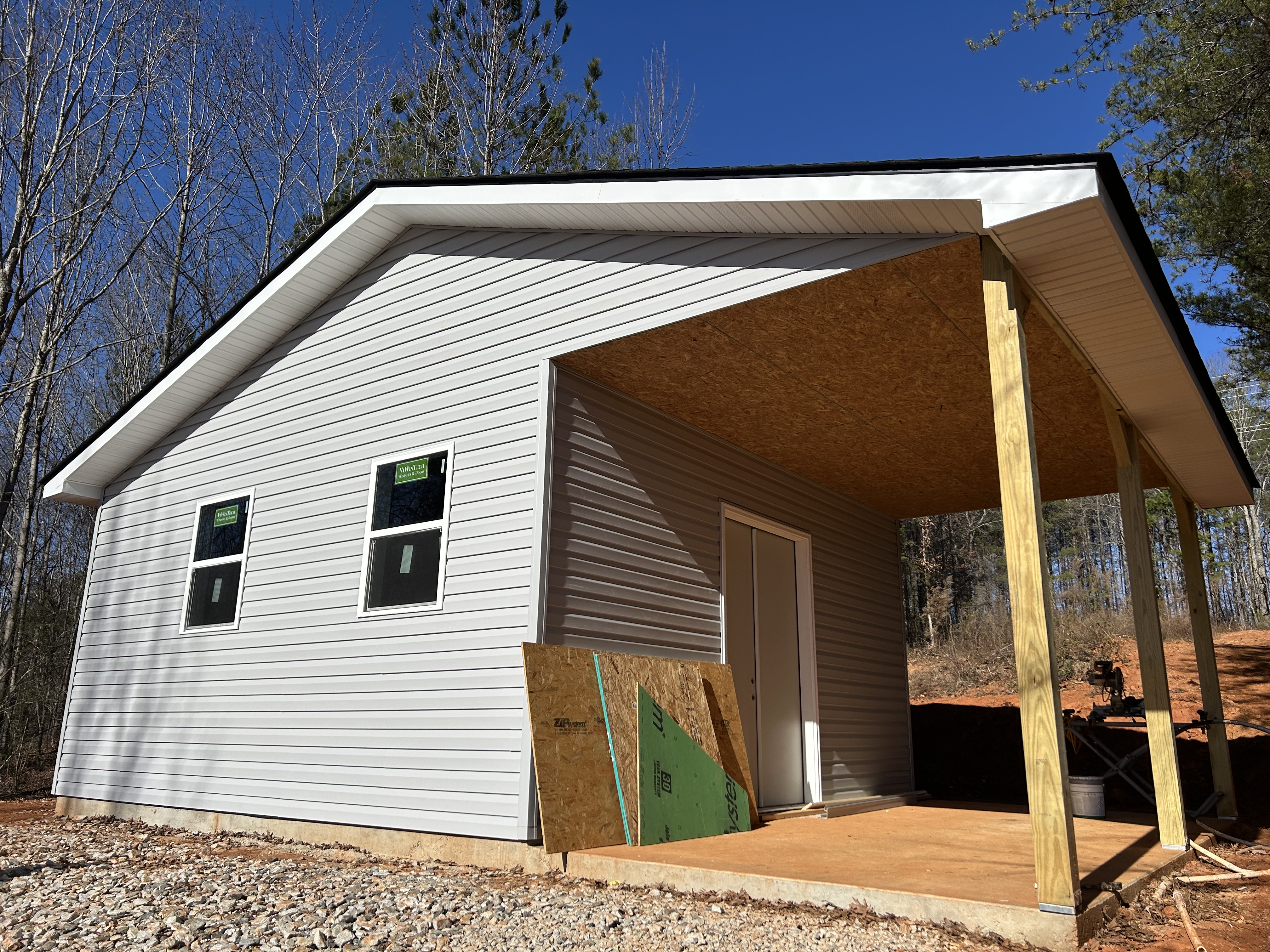 Finished pole barn on a graded site