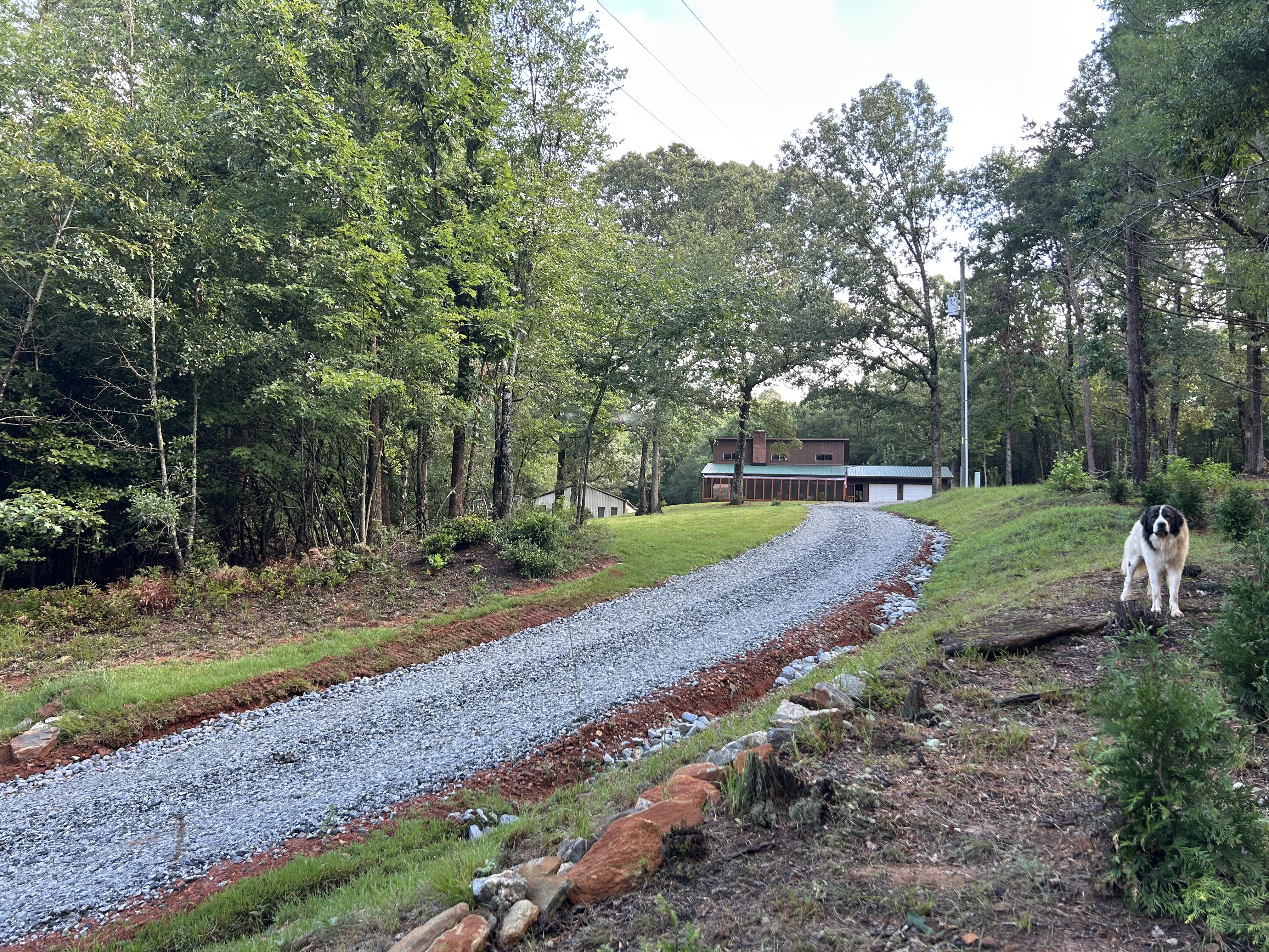 Curved gravel driveway