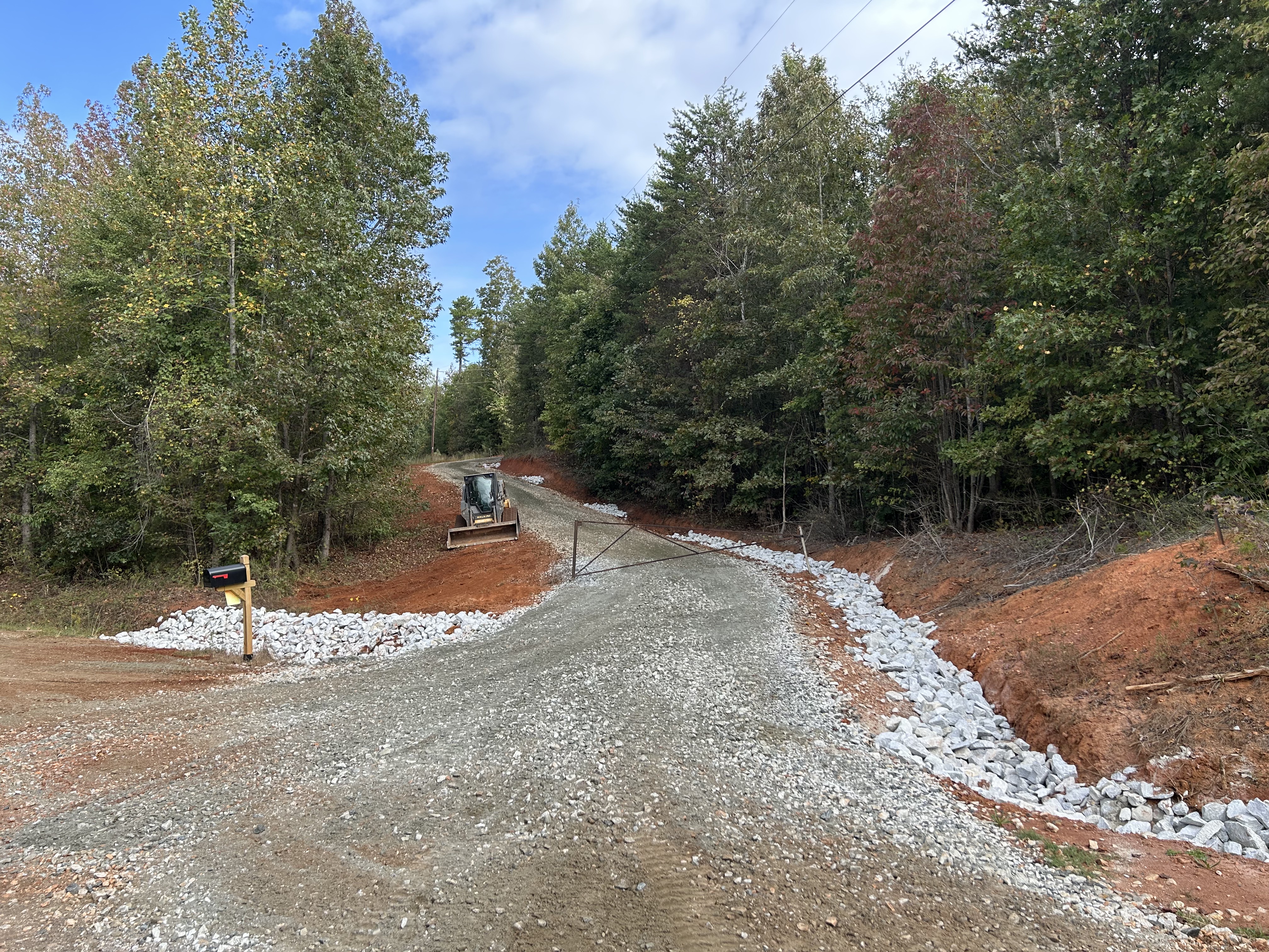 Rip rap ditch along a driveway