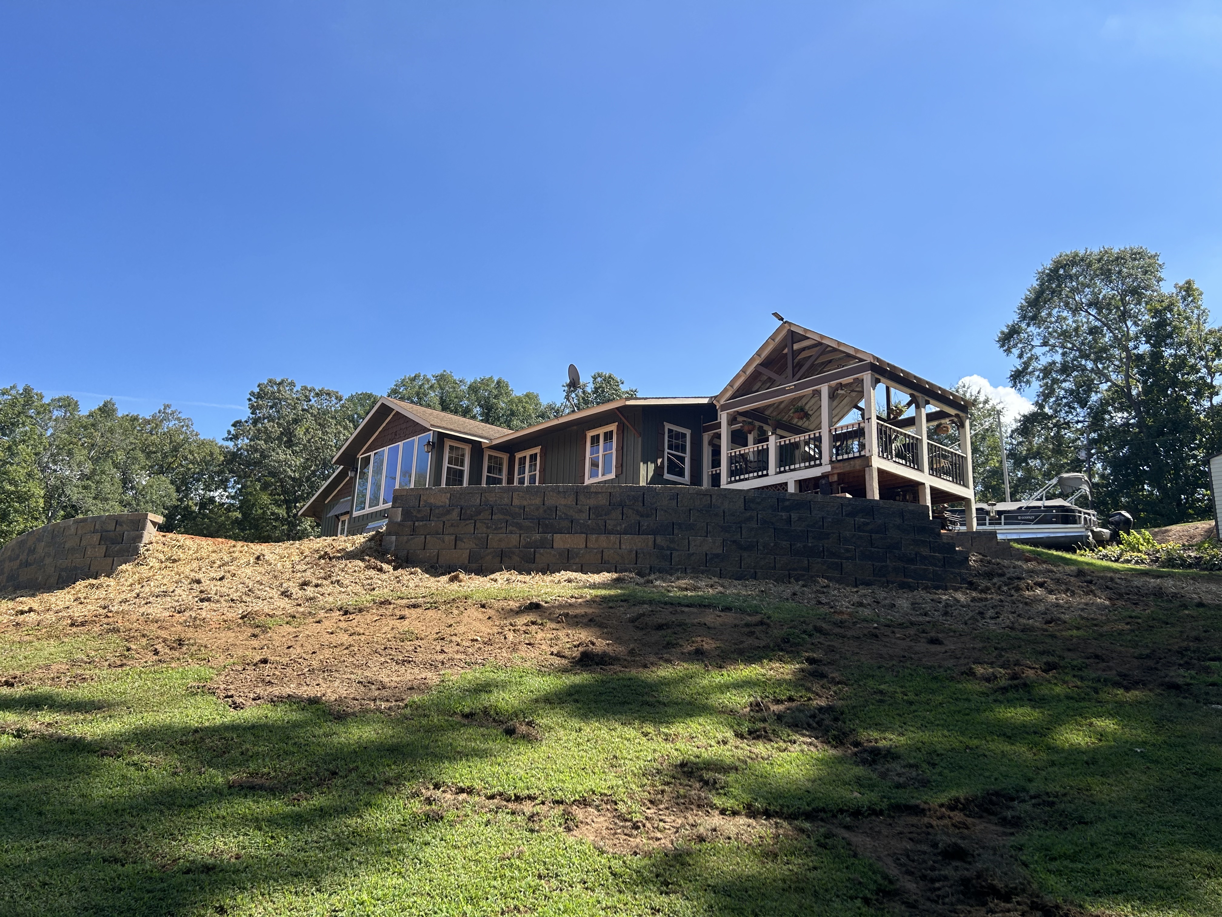Grading next to a new retaining wall