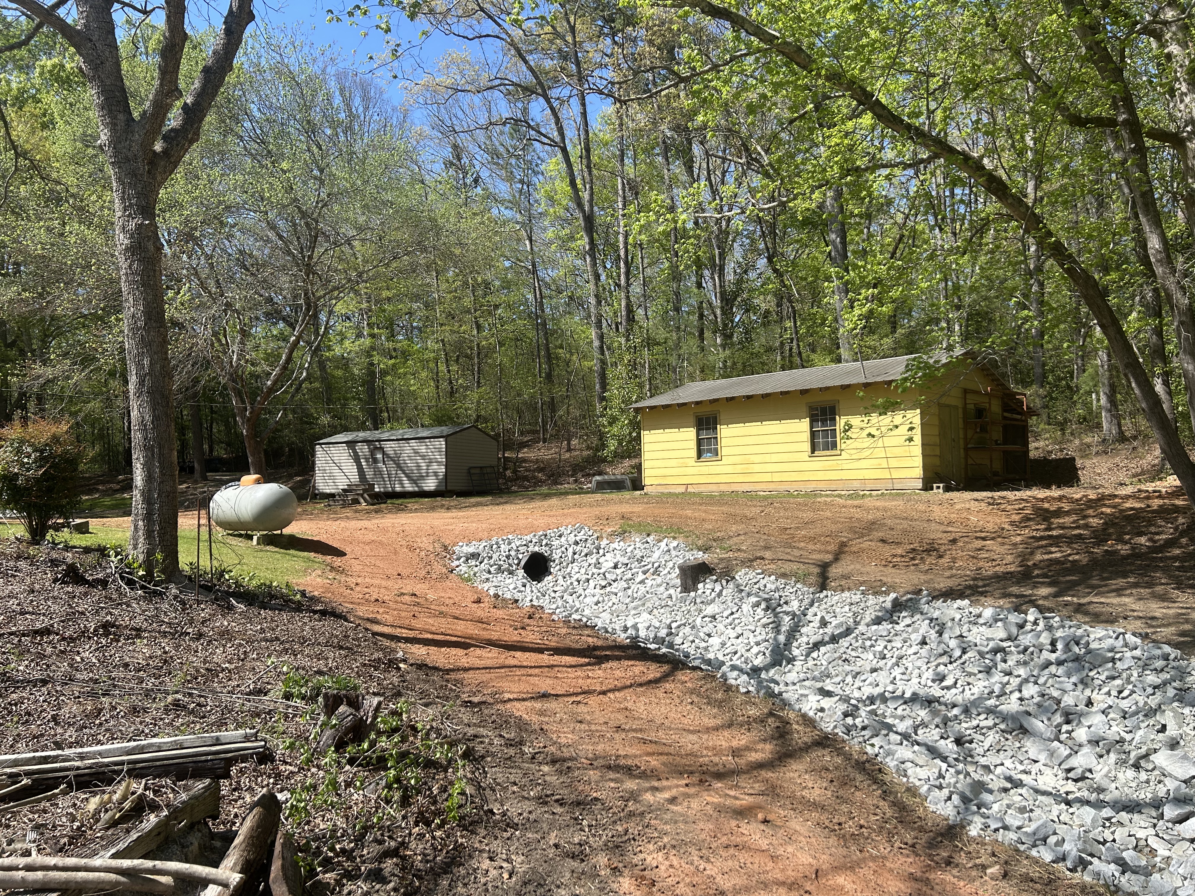Culvert outlet protected with rip rap