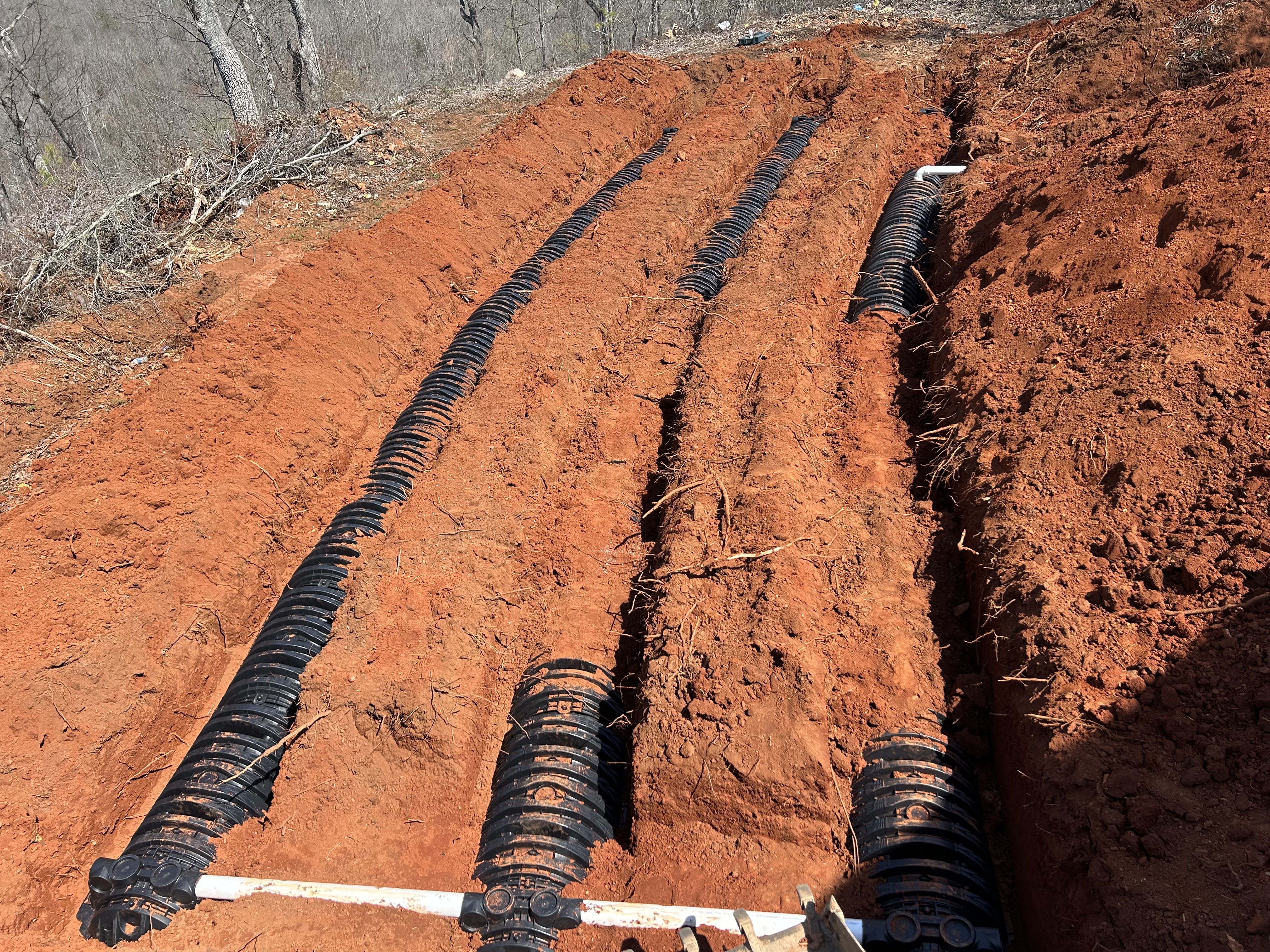 Septic field lines being installed