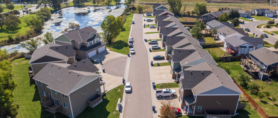 Aerial view of Harry's Landing multifamily community in Wichita, Kansas