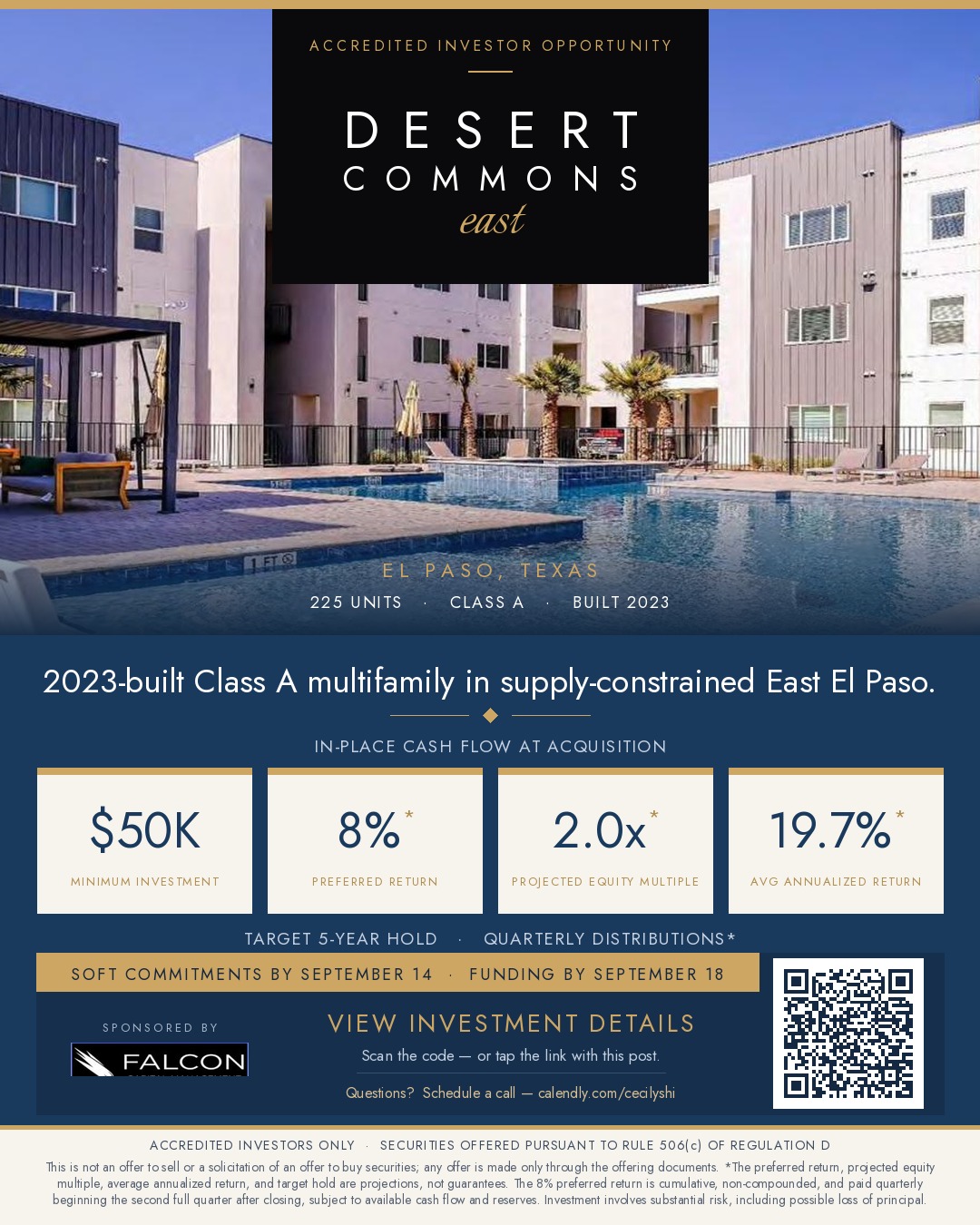 2023-built Class A apartment community at 2801 N. Zaragoza Road, El Paso, Texas
