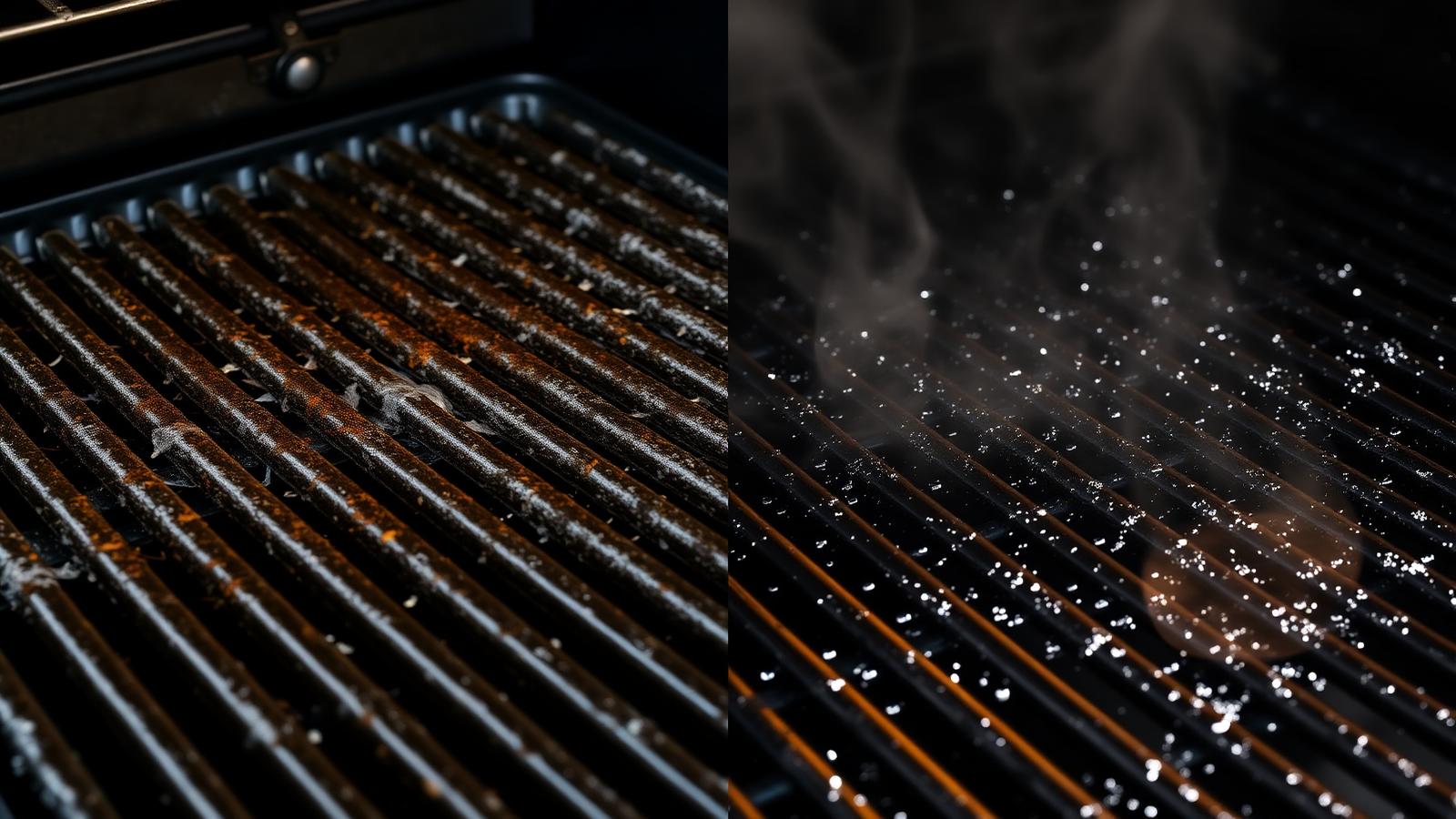 Grill grates before and after professional cleaning
