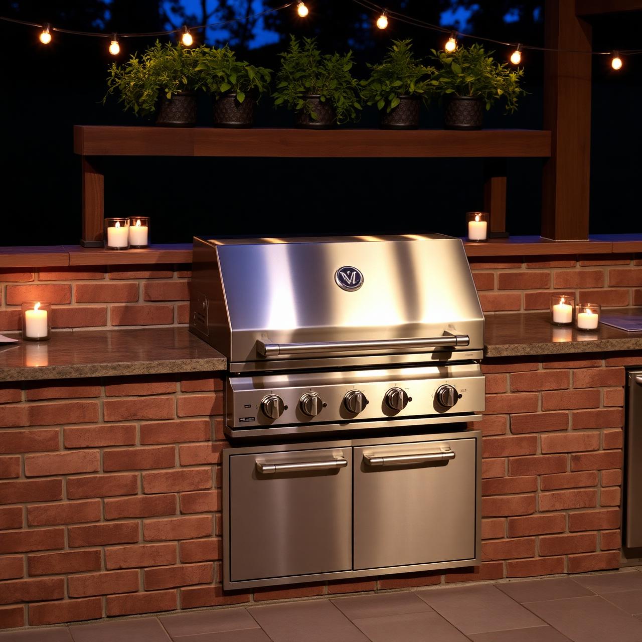Premium outdoor BBQ grill at twilight