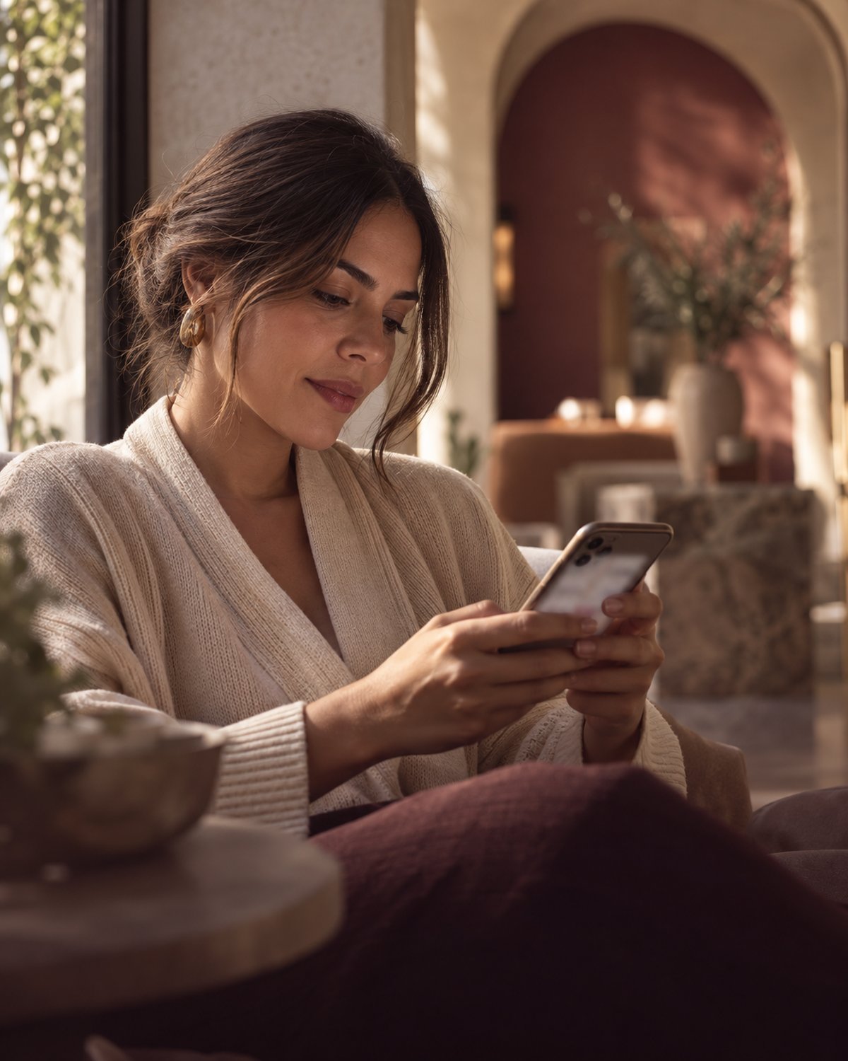 Manos de una coordinadora respondiendo una conversación en el teléfono