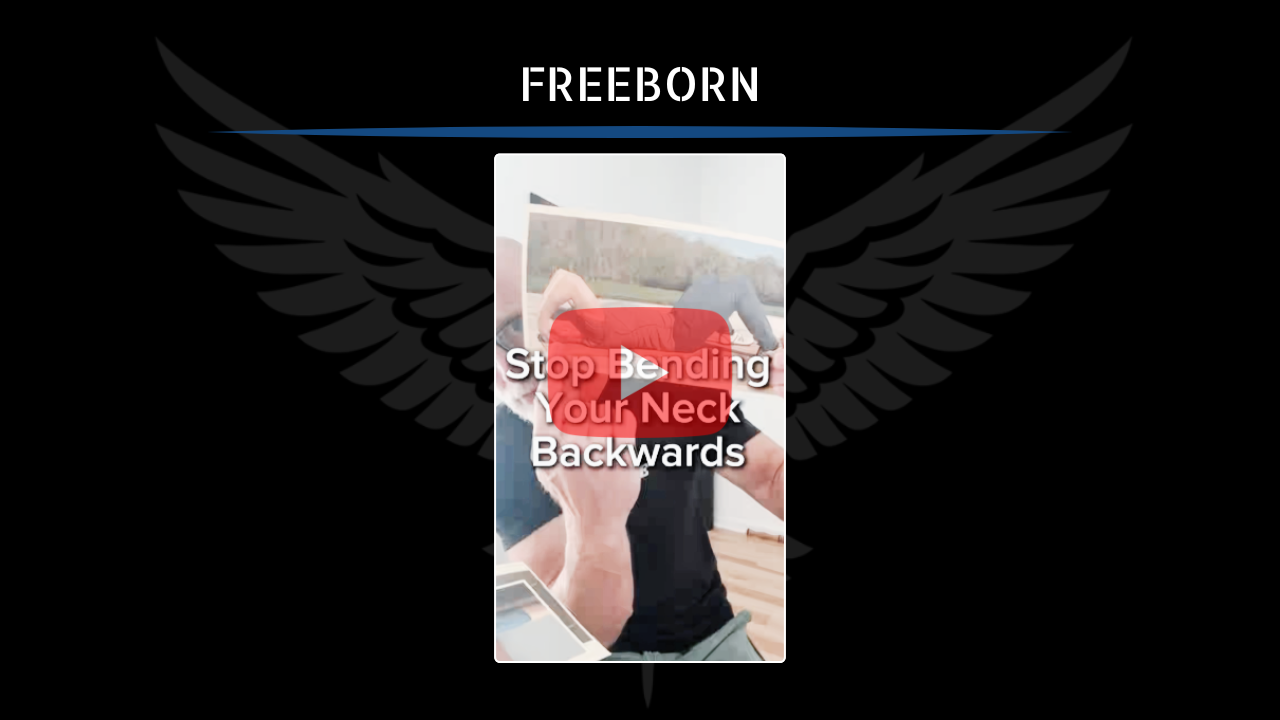 Freeborn Fitness video thumbnail showing neck pain exercise mistake of bending the neck backwards and why it leads to temporary relief and recurring pain