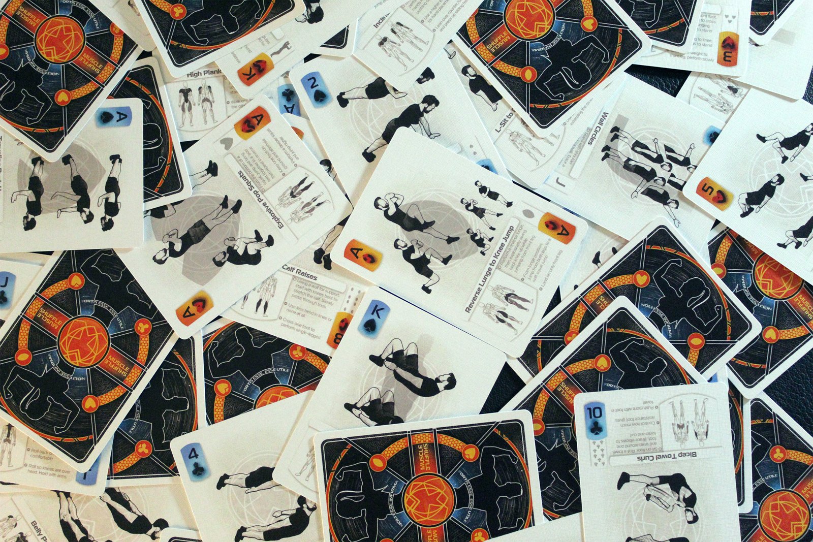 Shuffled Shuffle Muscle cards spread out