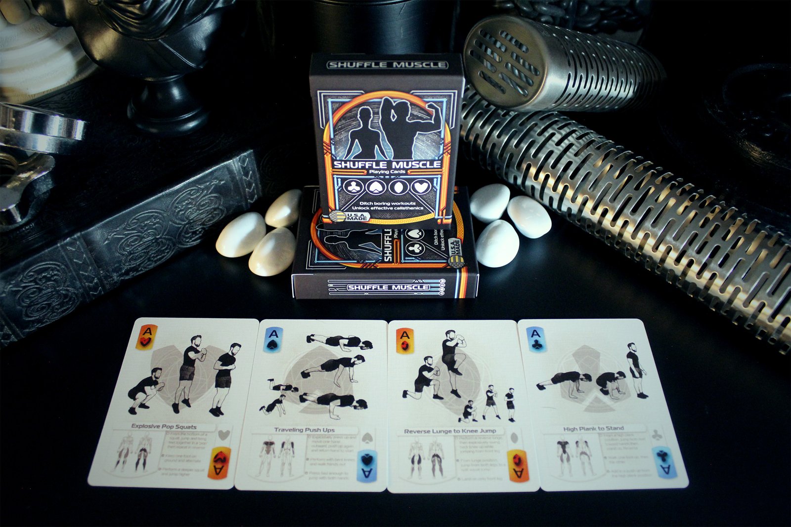 Shuffle Muscle Ace cards laid out