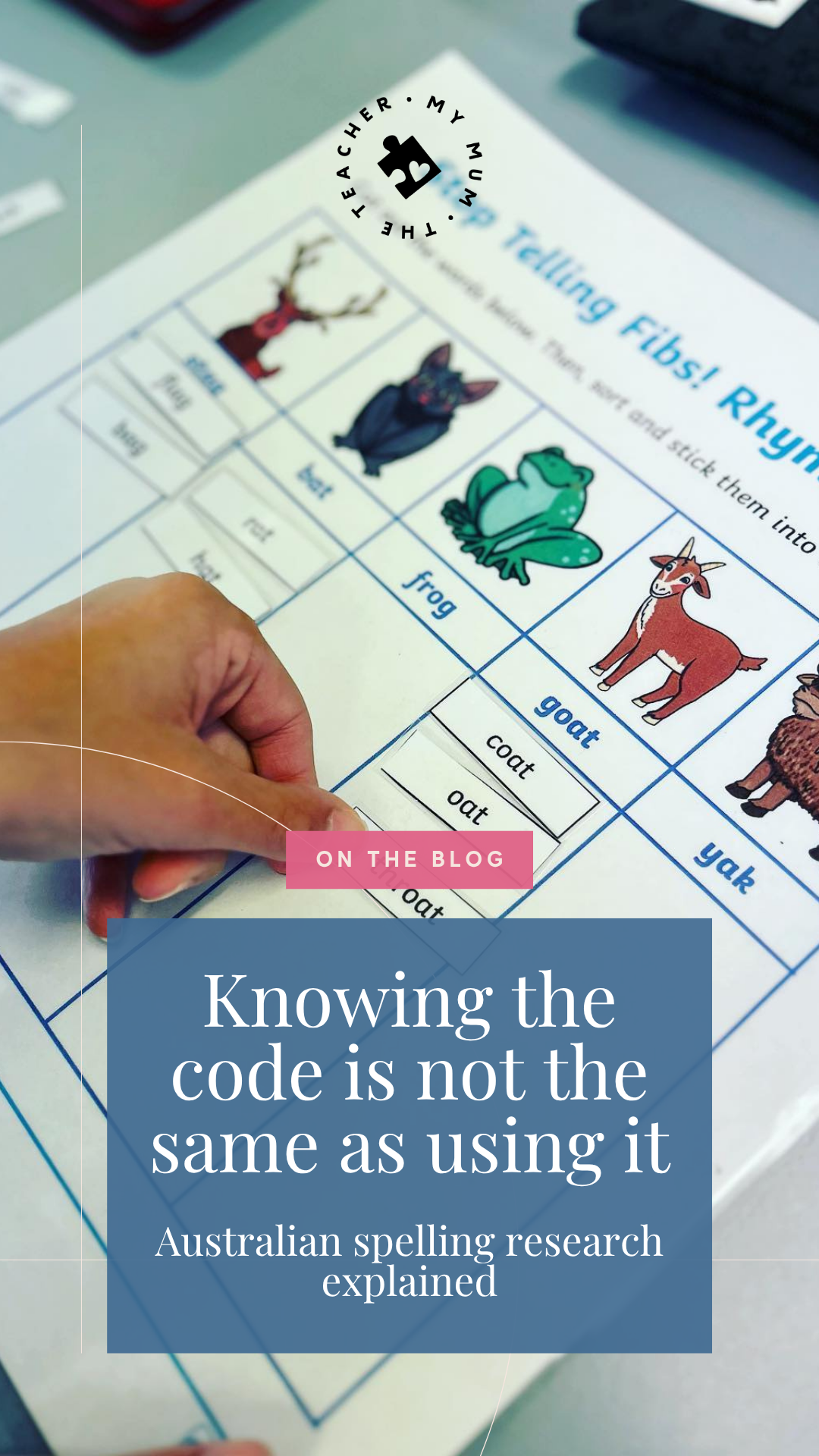 Image of spelling activity, with text "Knowing the code is not the same as knowing it: Australian spelling research explained". Image of spelling activity, with text "Knowing the code is not the same as knowing it: Australian spelling research explained".