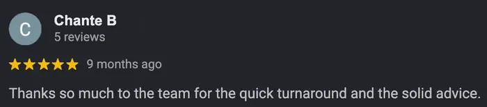 Five star review