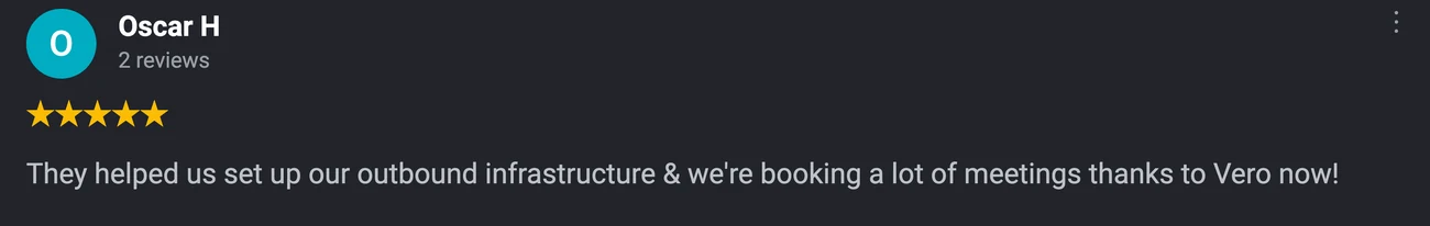 Five star Google review