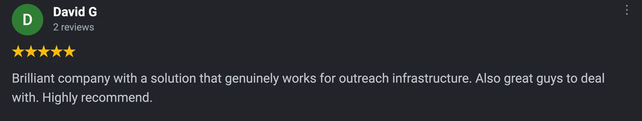 Five star Google review