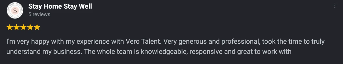 Five star Google review