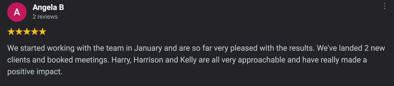 Five star Google review