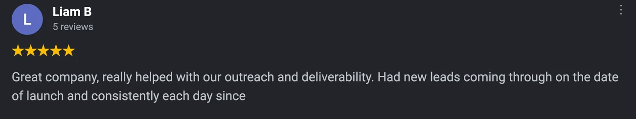 Five star Google review