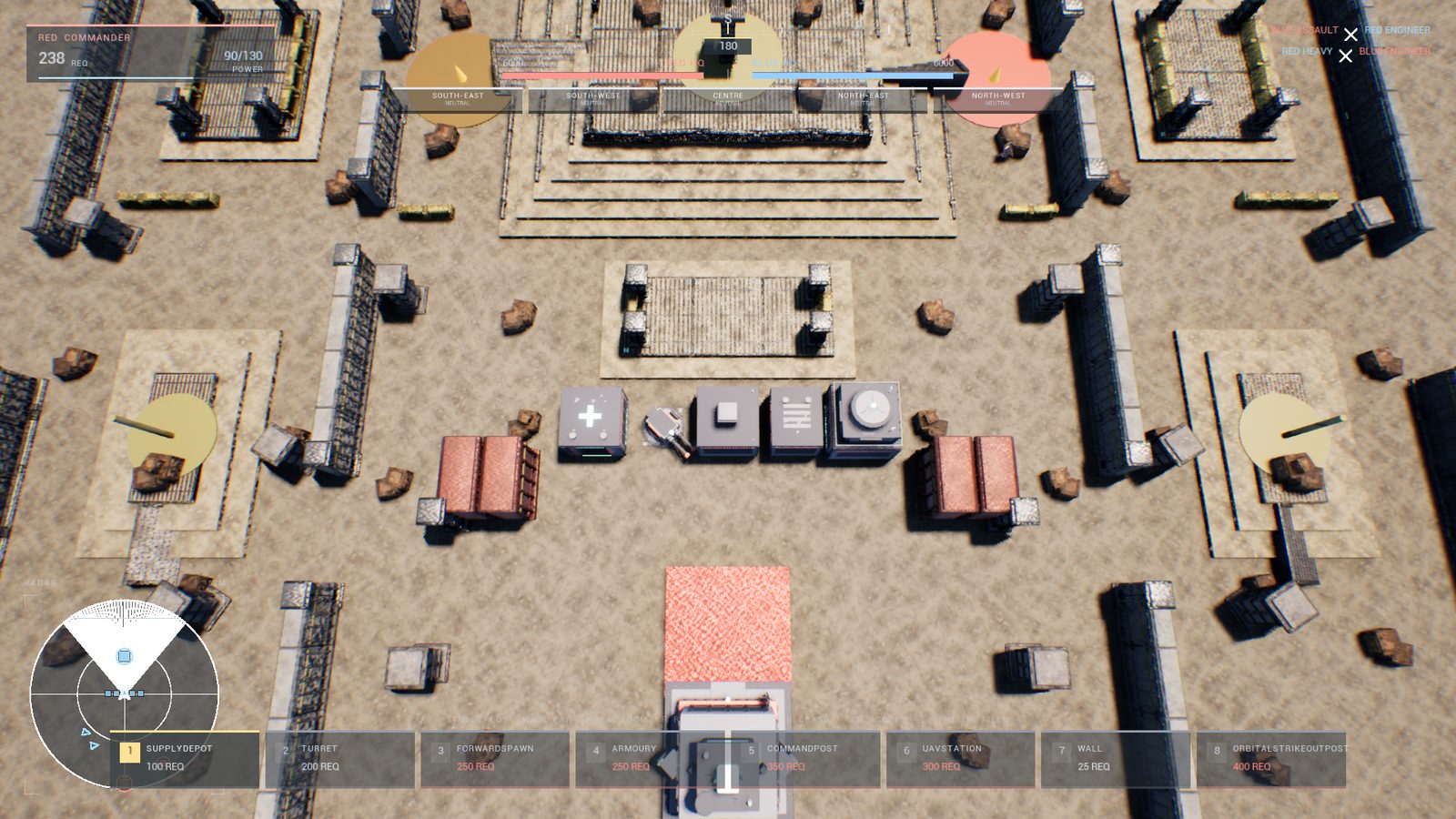 Commander top-down view of the arena