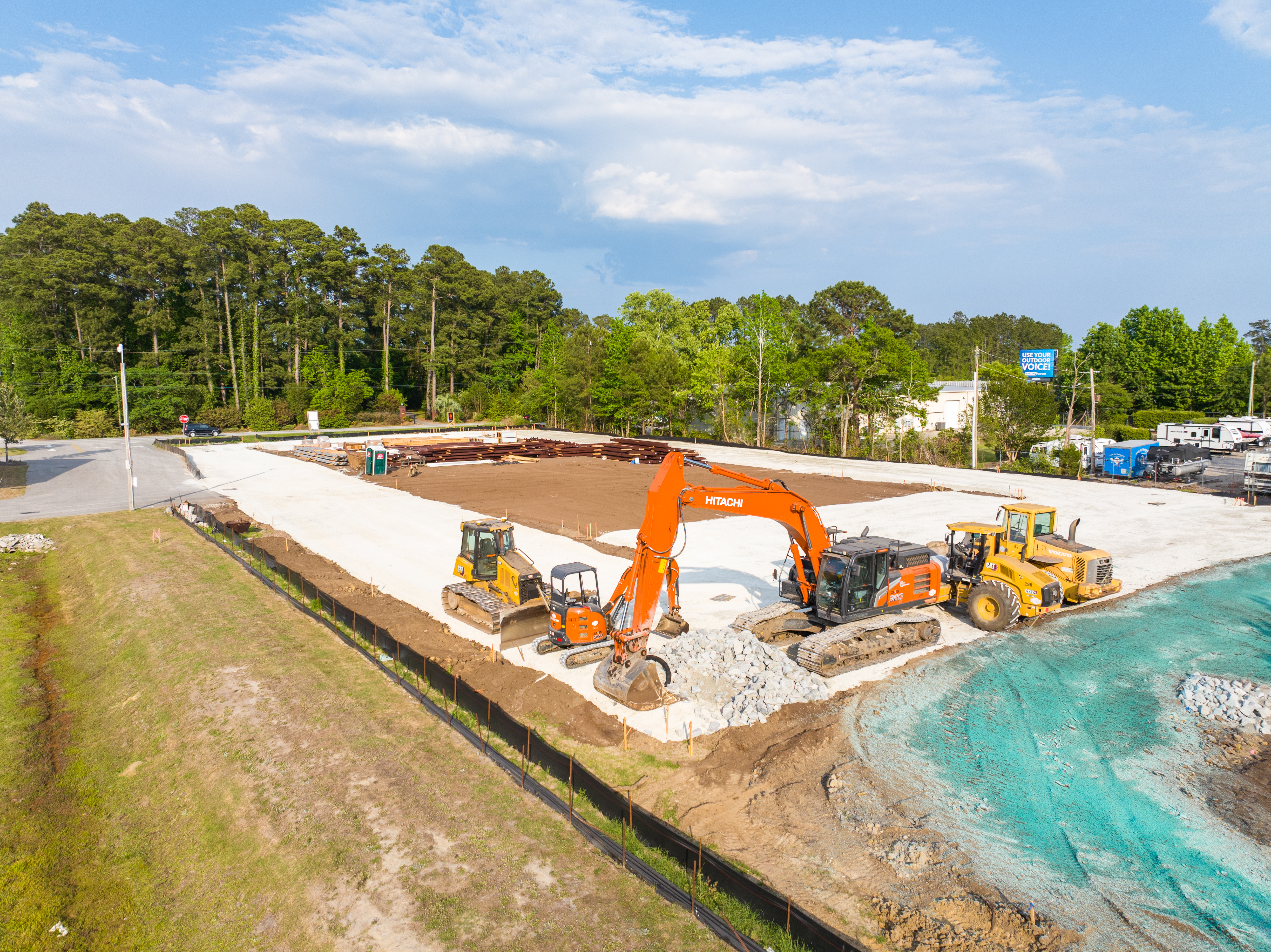 Aerial view of Slick Rock Center construction site on HWY 544, Myrtle Beach