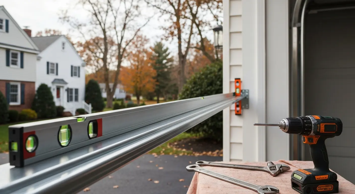 Bent garage door track repair