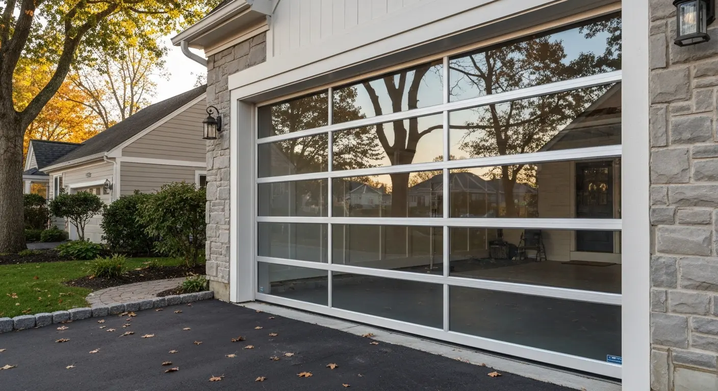 Modern full-view glass garage door