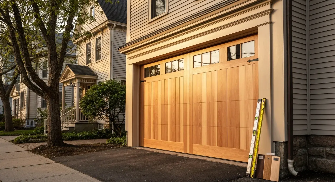 Custom wood garage door