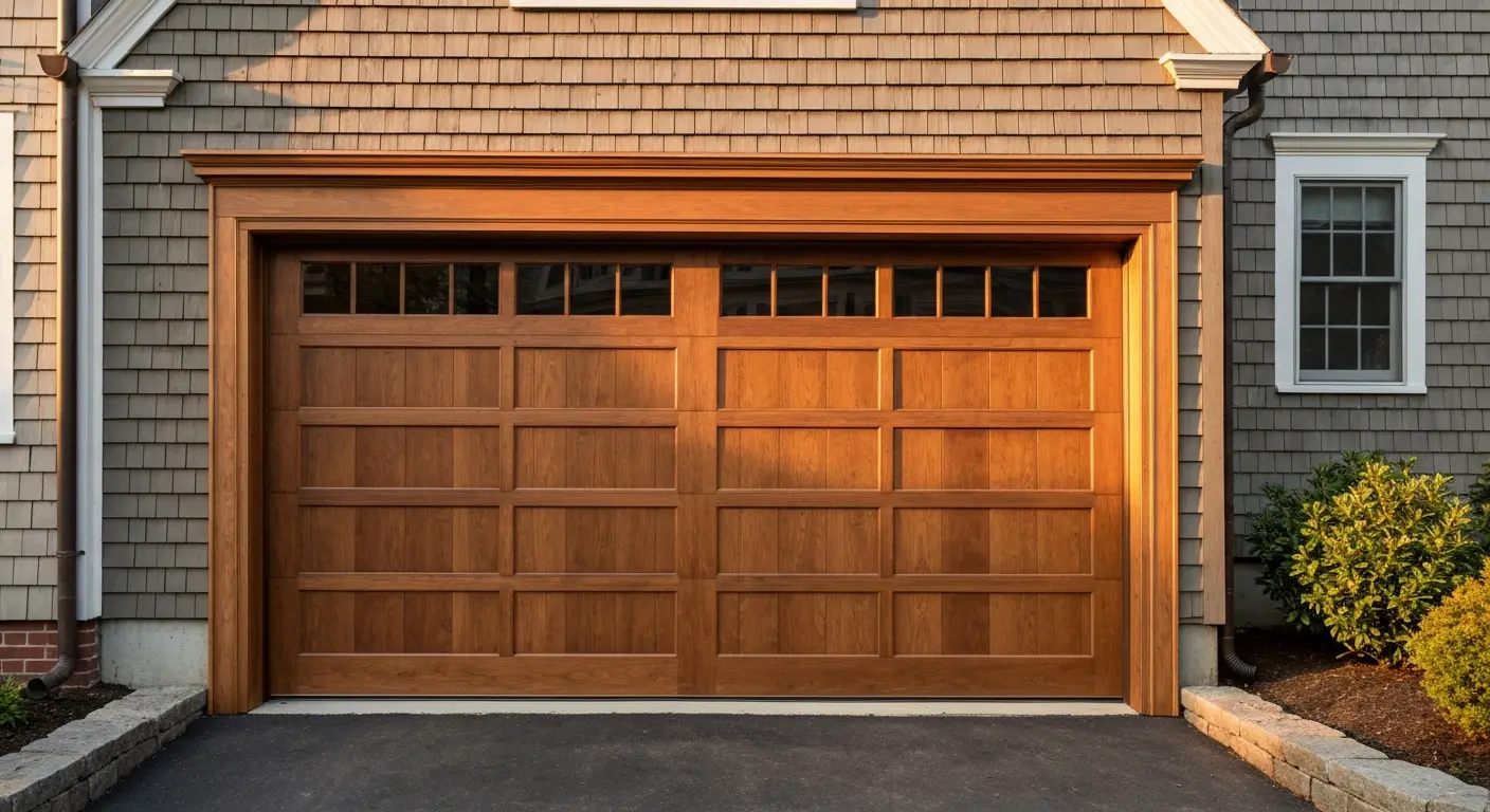 Custom wood garage door with insulation