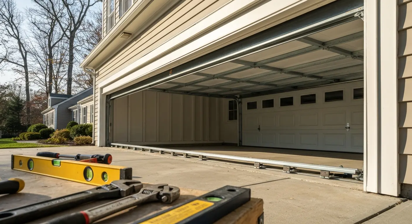 Off-track garage door realignment